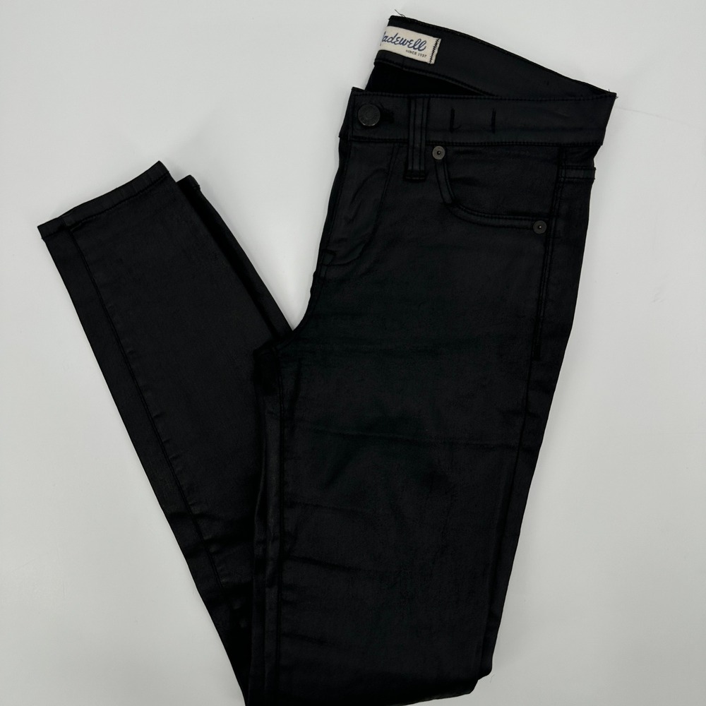 Madewell Womens Size 26 Black Coated Denim Skinny‎ Jeans